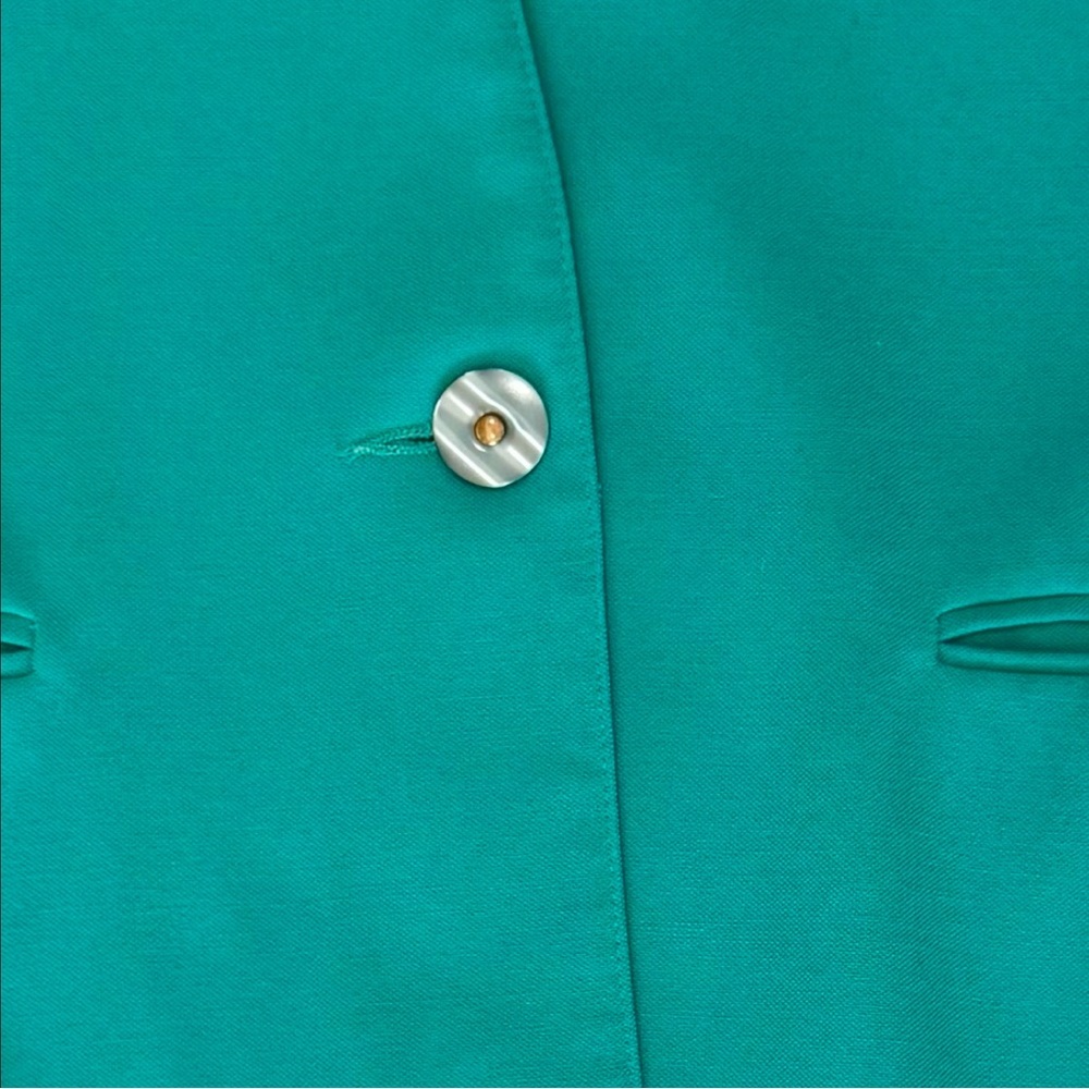 Worthington Emerald Green Petite Blazer 4P Collarless Work Office Career Jacket - Picture 4 of 8